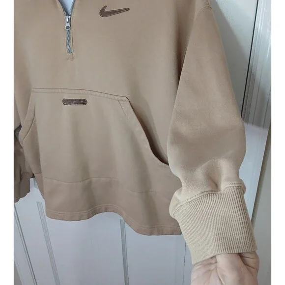 Nike Sportswear Trend Fleece 1/4 Zip Pullover Tan Women's Large Style DV4427-200 - Picture 10 of 16